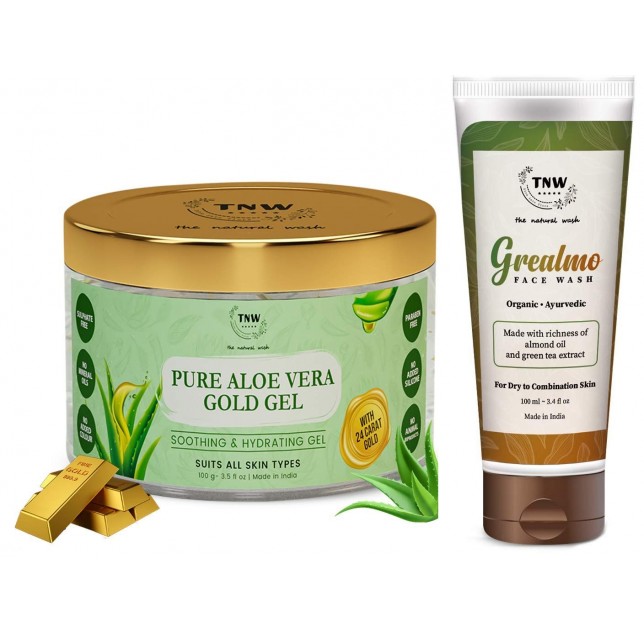 Grealmo Face Wash and Pure Aloe Vera Gold Gel